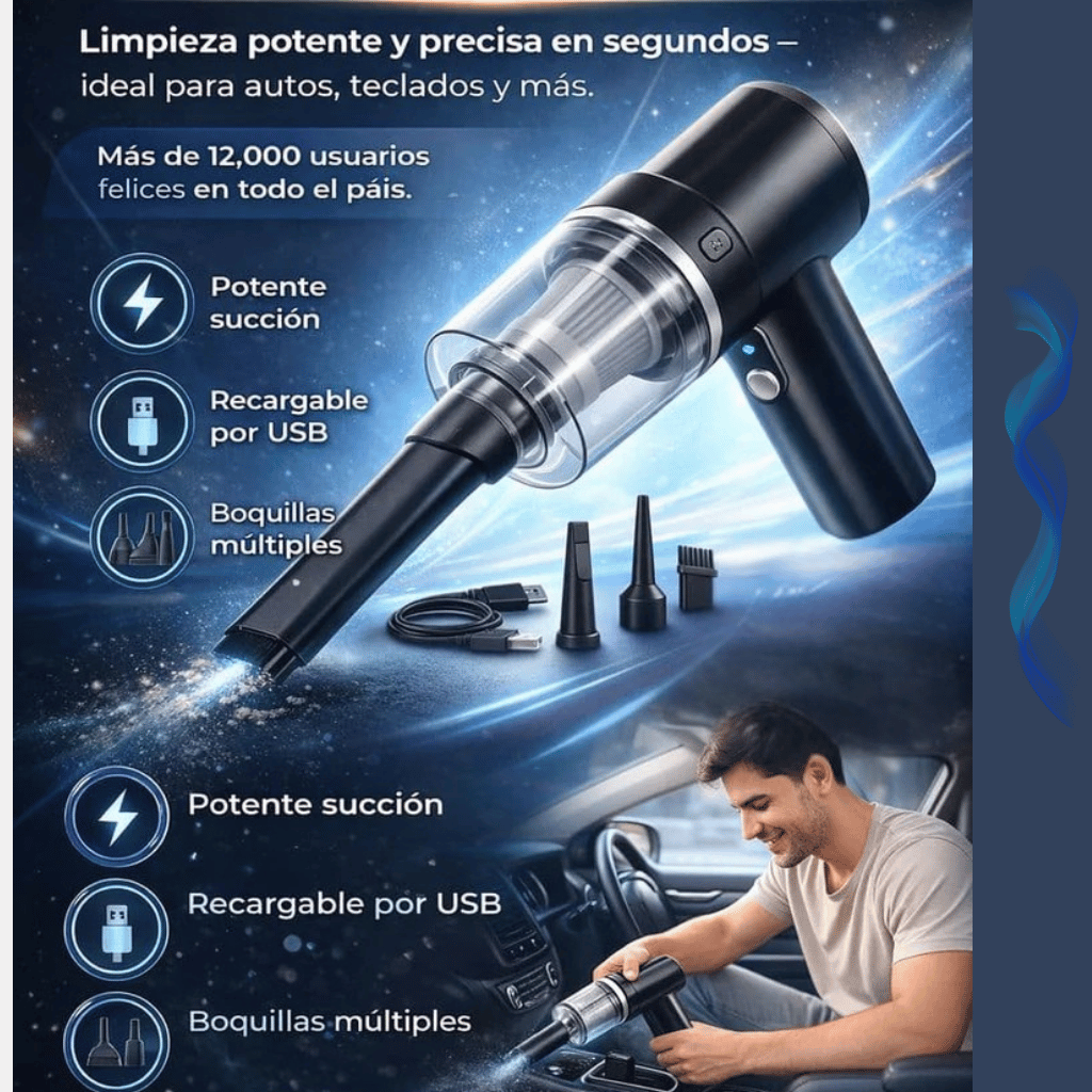 AutoVac™ –Succión Potente- Tu auto limpio en minutos
