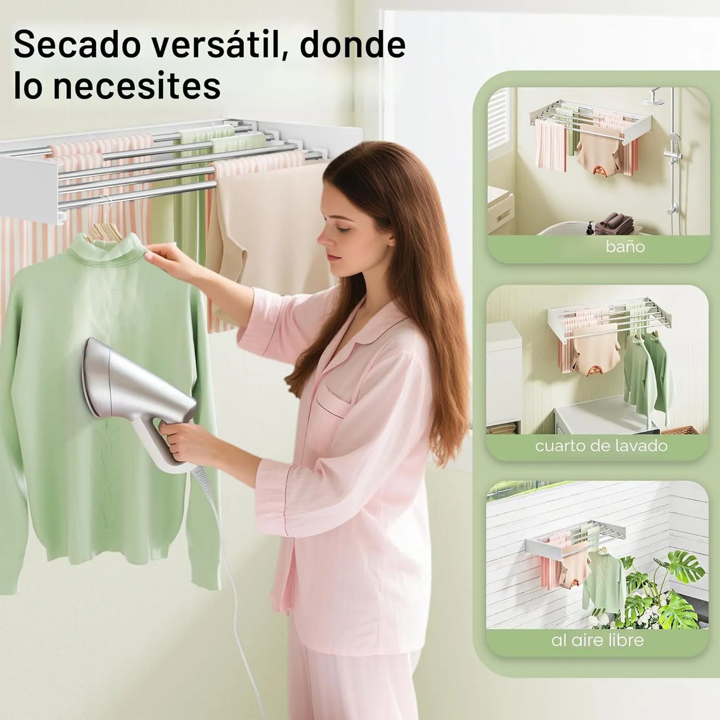 SlimDry™ – Se pega a la pared cuando no lo usas – Tendedero que no estorba ni cuando está guardado