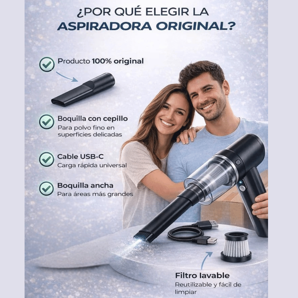 AutoVac™ –Succión Potente- Tu auto limpio en minutos