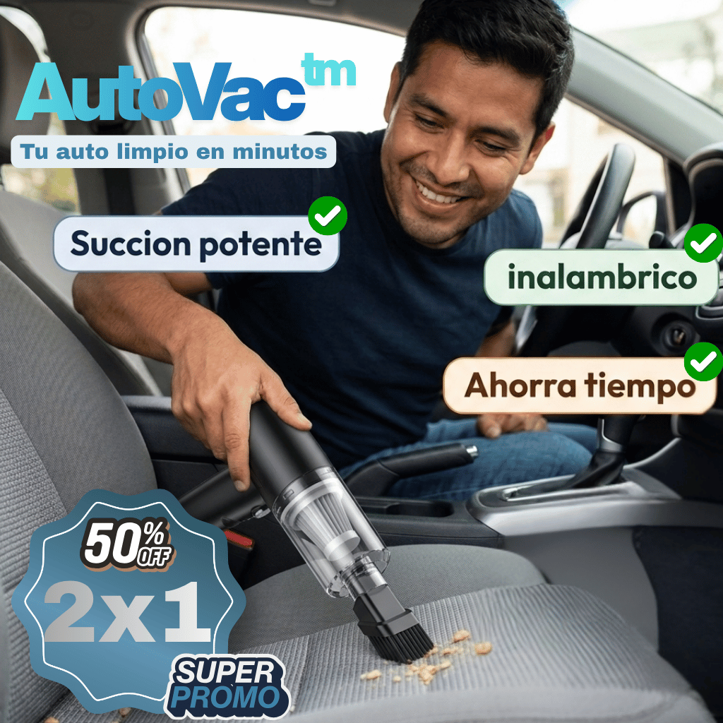 AutoVac™ –Succión Potente- Tu auto limpio en minutos