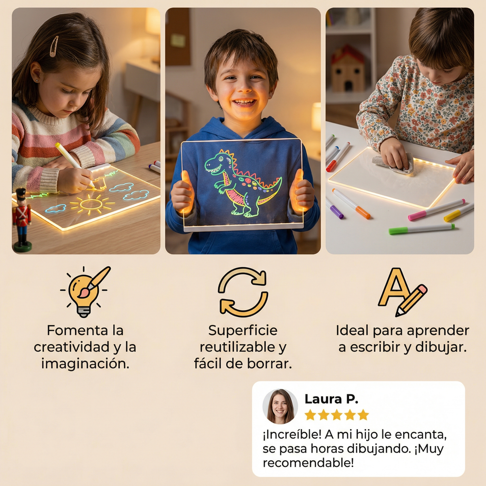 Pizarra Lampara LED Acrílica +7 Colores