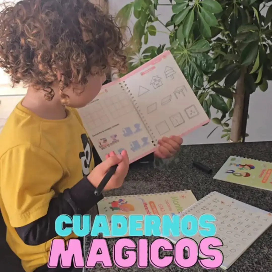 Sank Magic™ – Set 4.Cuadernos Montessori reutilizables + Lapiz con 10 repuestos