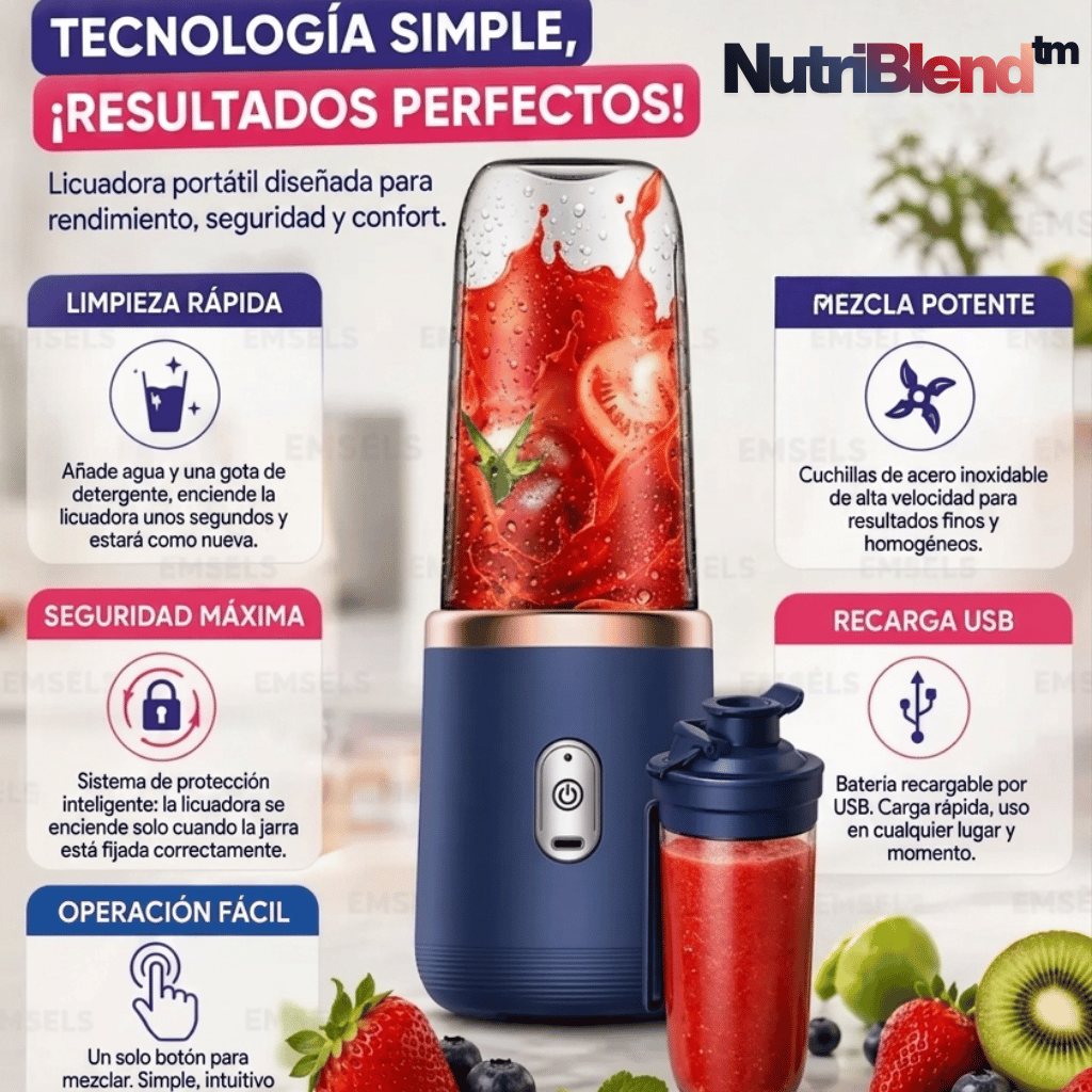 NutriBlend™ – Licuadora portatil – Tu smoothie listo en cualquier parte