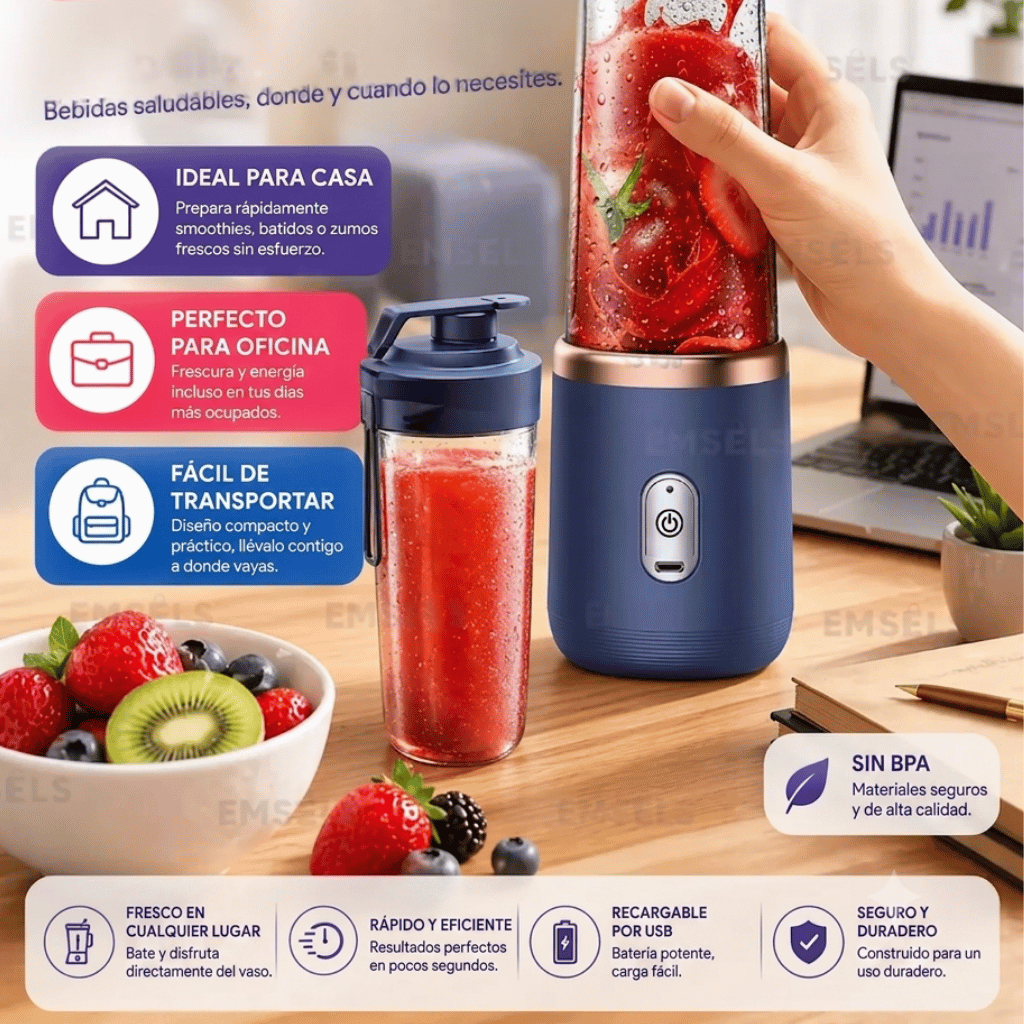 NutriBlend™ – Licuadora portatil – Tu smoothie listo en cualquier parte