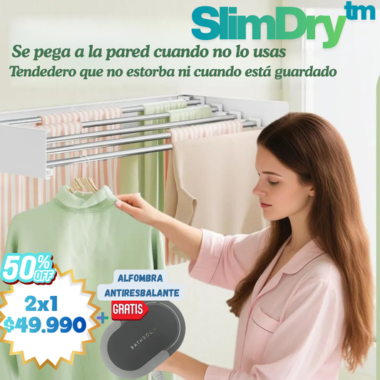 SlimDry™ – Se pega a la pared cuando no lo usas – Tendedero que no estorba ni cuando está guardado