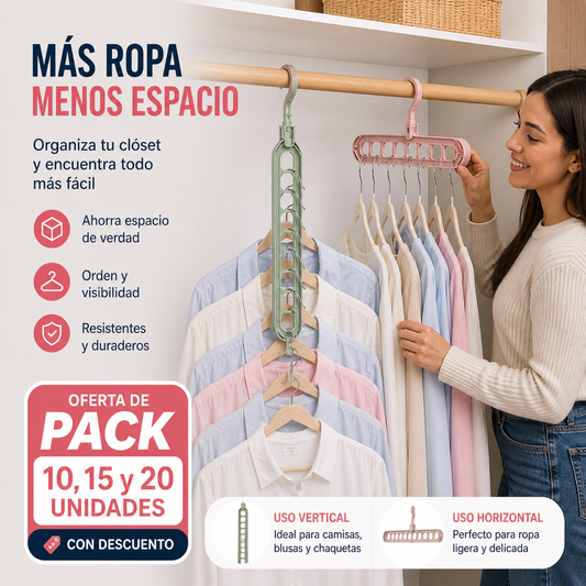Colgador 9 en 1 - Más ropa en menos espacio