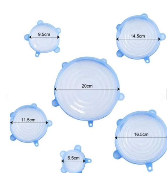 Set de Tapas de Silicona Reutilizables (6 Unidades)