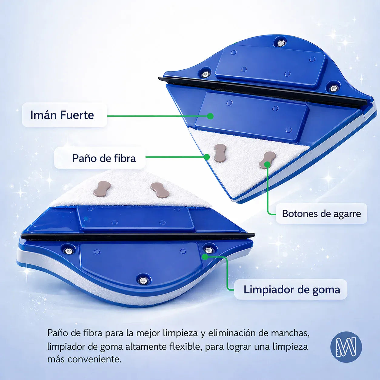 DualClean™- Dos lados, un solo movimiento – Deja tus vidrios impecables desde adentro